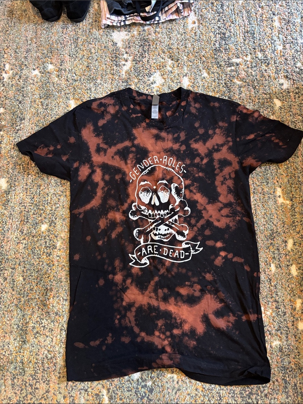 Next Level Apparel Black & Rust Tie-Dye Skull Graphic Tee